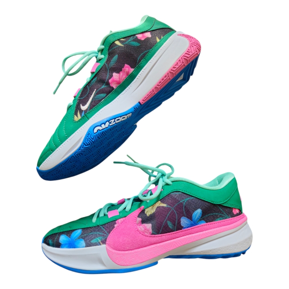 NIKE GIANNIS ZOOM FREAK 5 Basketball Shoes DX4985-401 Green Pink Blue Size 9.5